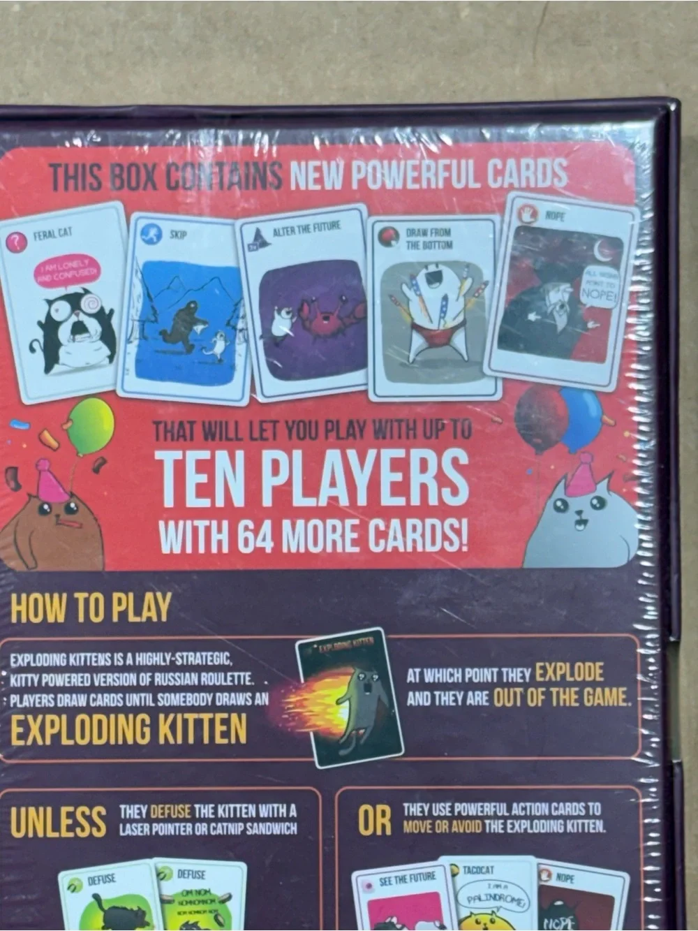 Exploding Kittens Party Pack Multiplayer Card Game for 2-10 Players 15 Mins NIB